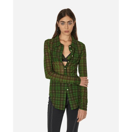 Brand New Tartan Button Down Top Green