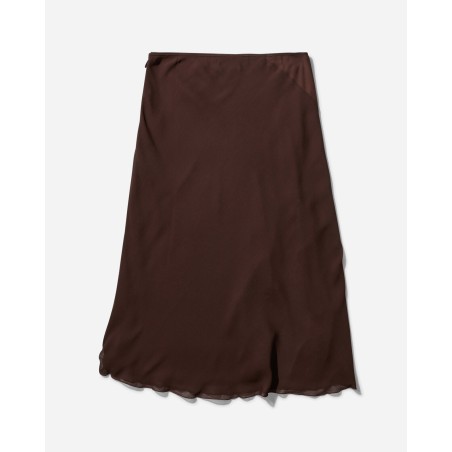 Brand New Women's High Slit Ruffle Skirt Chocolate In Stock