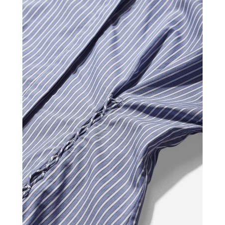 Brand New Women's Laced Button Down Shirt Banker Stripes Available for Immediate Shipping