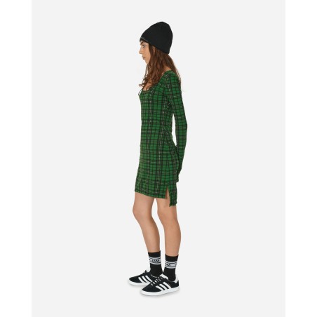 Brand New Tartan Long Sleeve Mini Dress Green On Hand Now