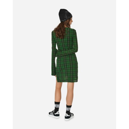 Brand New Tartan Long Sleeve Mini Dress Green On Hand Now