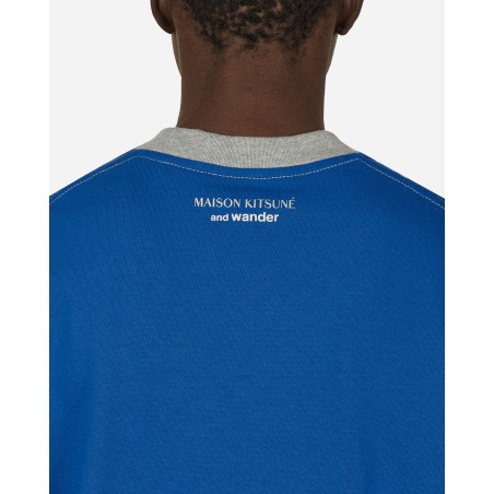 Brand New Maison Kitsuné Ringer Cotton T-Shirt Blue New Release