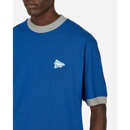 Brand New Maison Kitsuné Ringer Cotton T-Shirt Blue New Release