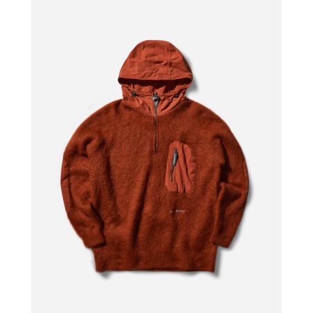 Brand New Men's Mohair Wool Knit Hoodie Orange Available Now