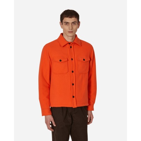 Brand New Woolrich Wool Overshirt Orange In Stock