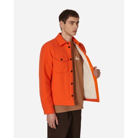 Brand New Woolrich Wool Overshirt Orange In Stock