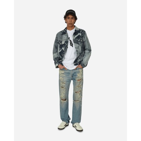 Brand New Patchwork Jacquard Trucker Jacket Indigo New Collection