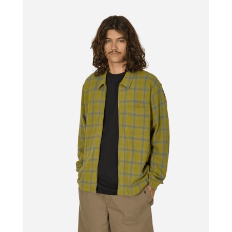 Brand New Twisted Yarn Plaid Zip Shirt Green