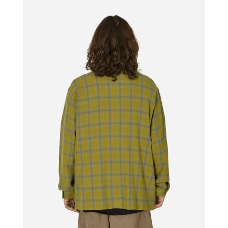 Brand New Twisted Yarn Plaid Zip Shirt Green