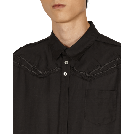 Brand New Barbed Wire Embroidered Shirt Black