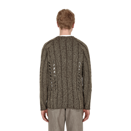 Brand New Mix Boucle Mesh Knit Sweater Brown In Stock