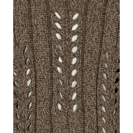 Brand New Mix Boucle Mesh Knit Sweater Brown In Stock