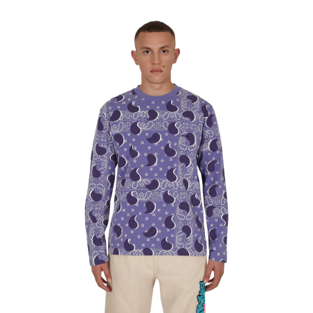 Brand New Big Paisley Longsleeve T-Shirt Blue On Hand Now