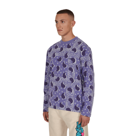 Brand New Big Paisley Longsleeve T-Shirt Blue On Hand Now