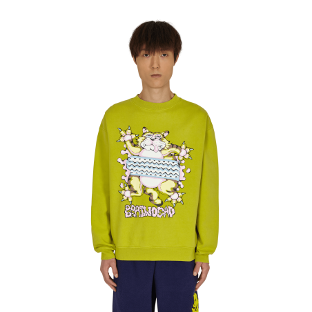 Brand New Relaxed Cat Crewneck Sweatshirt Green Ready for Shipment