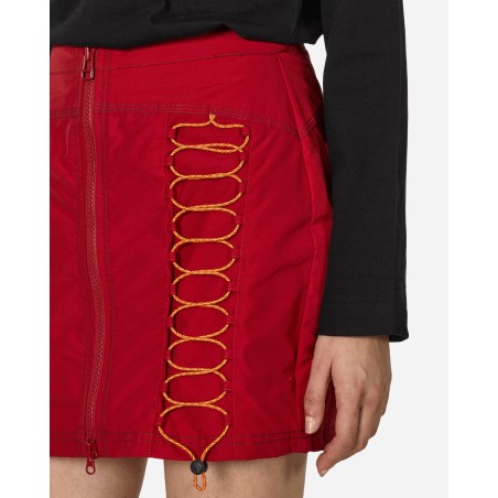 Brand New Triple Needle Bungee Zip Mini Skirt Chili In Stock