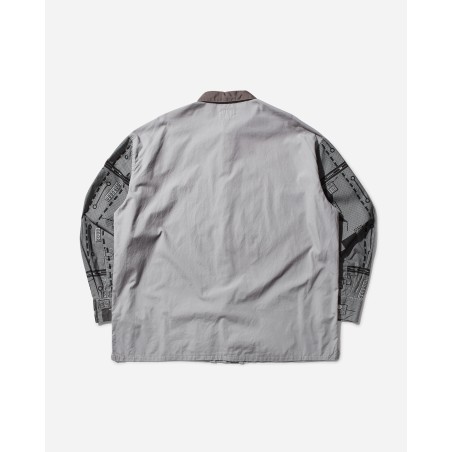 Brand New Men's Overdye Grid Sleeve Big Shirt Grey Available for Immediate Shipping