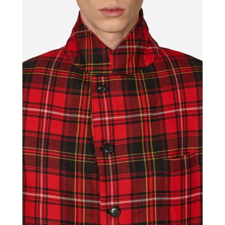 Brand New Tartan Elbow Buckle Detail Jacket Red