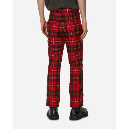 Brand New Tartan Knee Buckle Detail Pants Red New Collection