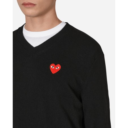 Brand New Heart V-Neck Sweater Black On Hand Now