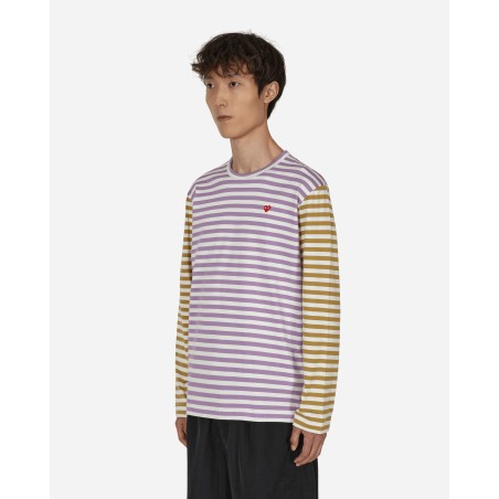 Brand New Bi-Color Stripe Longsleeve T-Shirt Purple Immediate Availability