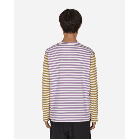 Brand New Bi-Color Stripe Longsleeve T-Shirt Purple Immediate Availability