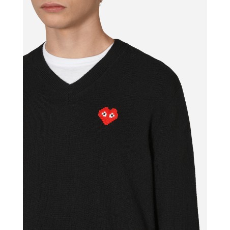 Brand New Invader Heart V-Neck Sweater Black Available for Immediate Shipping