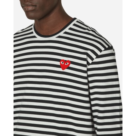 Brand New Heart Striped Longsleeve T-Shirt Black On Hand Now