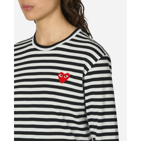 Brand New Heart Striped Longsleeve T-Shirt Black Fresh Release