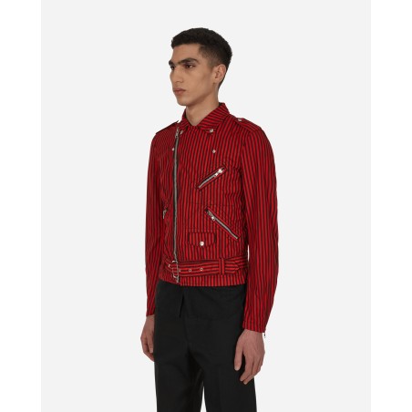 Brand New Stripe Biker Jacket Red In Stock