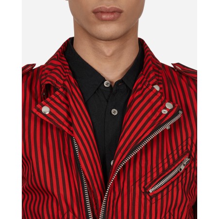 Brand New Stripe Biker Jacket Red In Stock