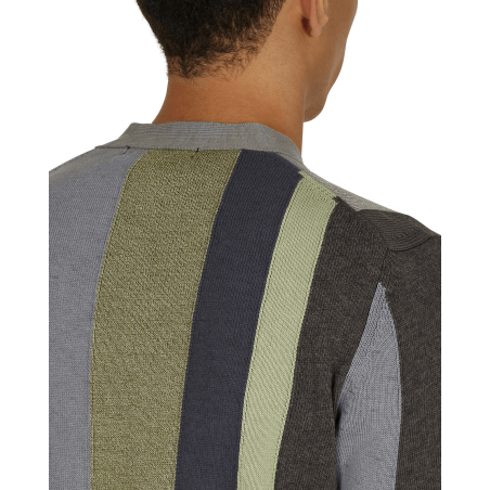 Brand New V-Neck Striped Cardigan Black Available for Immediate Shipping