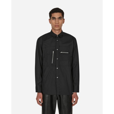 Brand New Poplin Zip Shirt Black On Hand Now